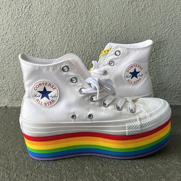Converse  X Miley Cyrus Pride Platform Happy Hippie Chuck Taylor All Star Shoes - Picture 5 of 14